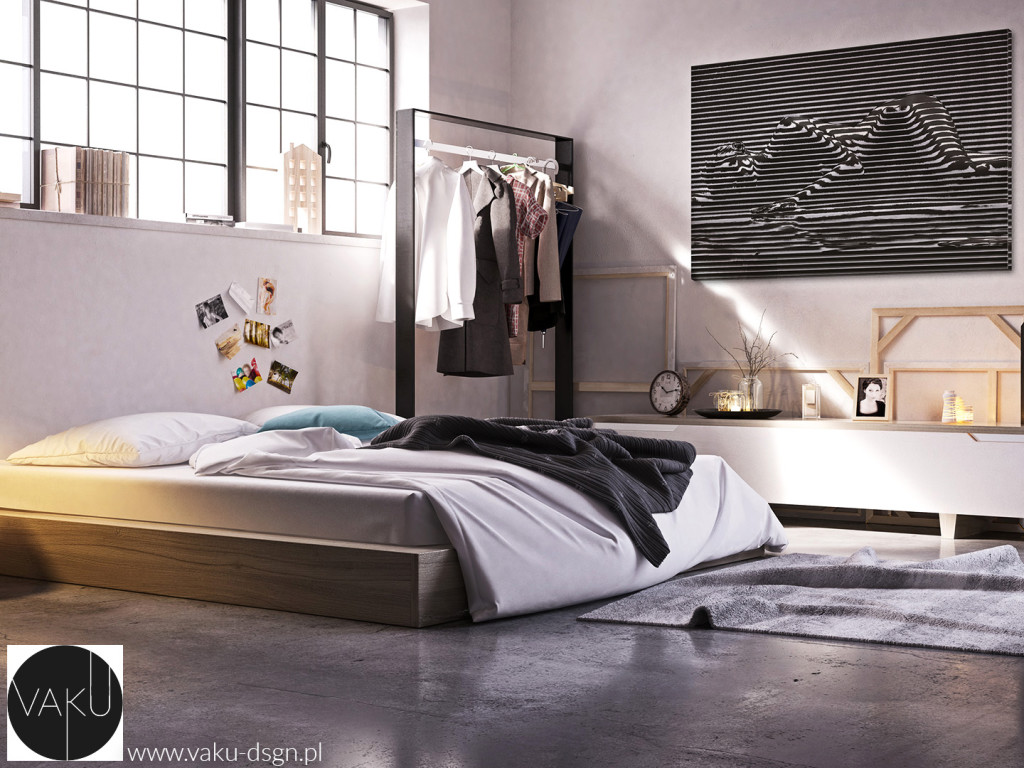 sypialnia - styl industrialny